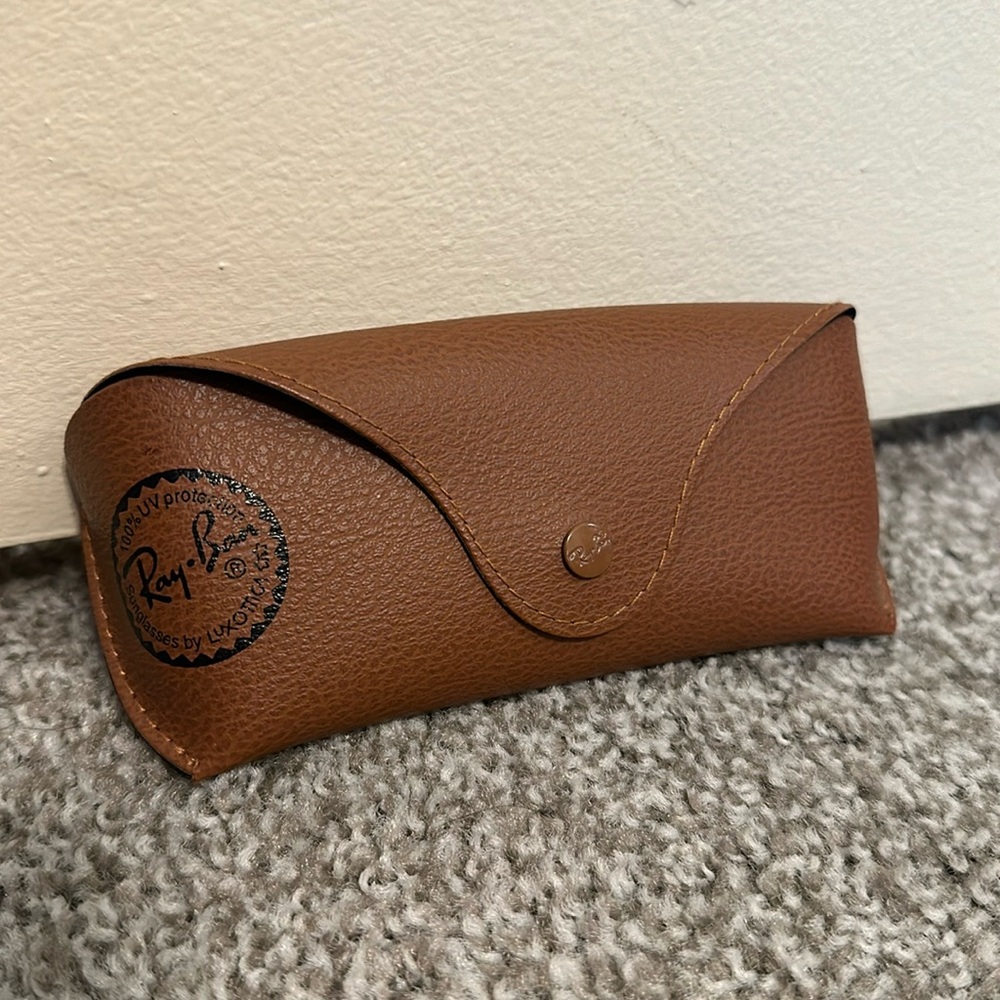 Ray Ban Brown Pebbled Leather Eyeglasses Case